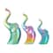 Multicolor Ceramic Elephant Sculpture Set with Rainbow Shimmer Finish
